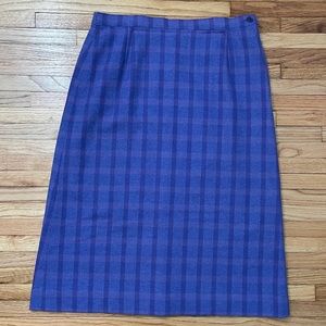 PENDLETON Dark Purple Plaid Wool Midi Skirt